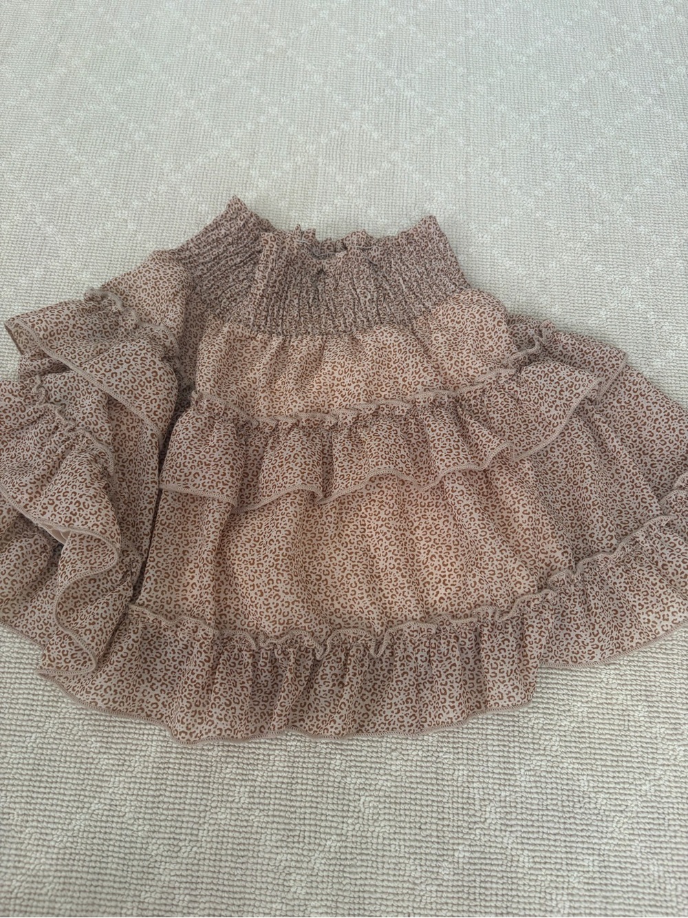 Altar'd State Taupe Leopard Ruffle Mini Skirt